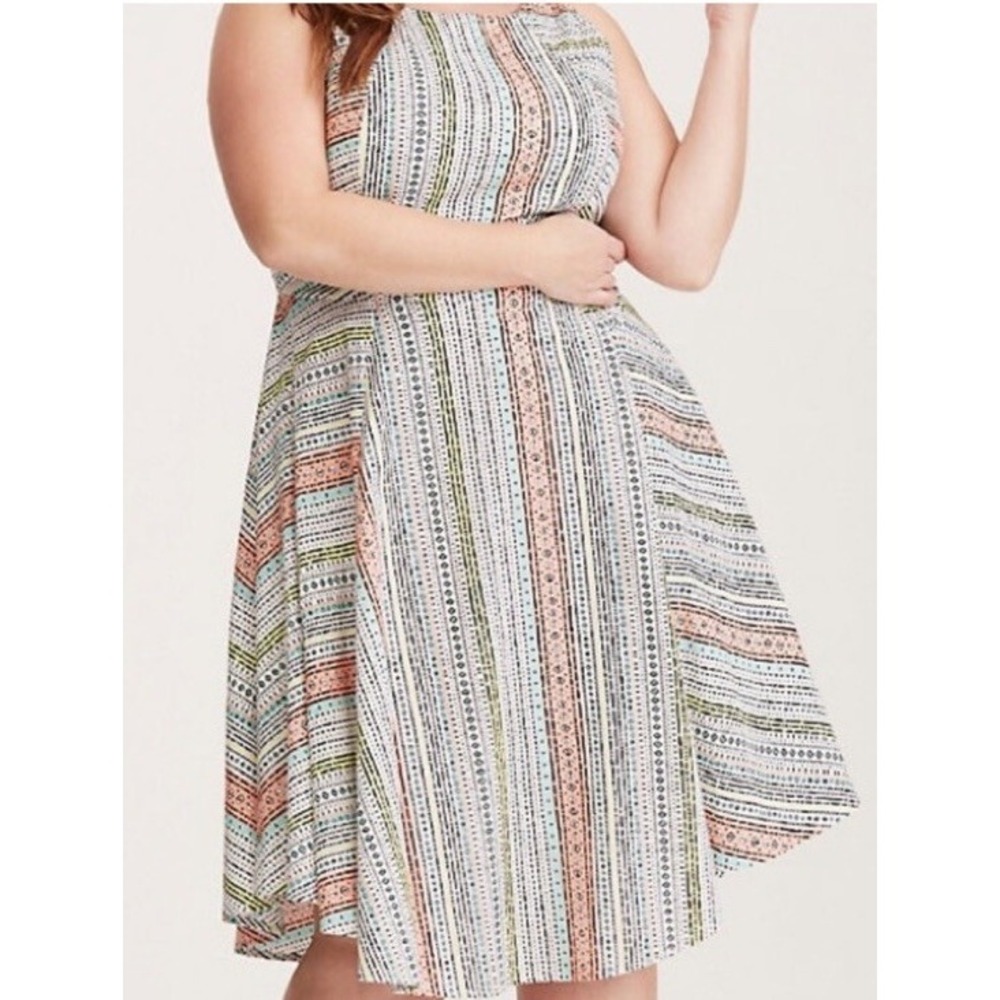Torrid Insider Collection Womens Size 16 Border Print V Hem Dress Geometric - Picture 2 of 8